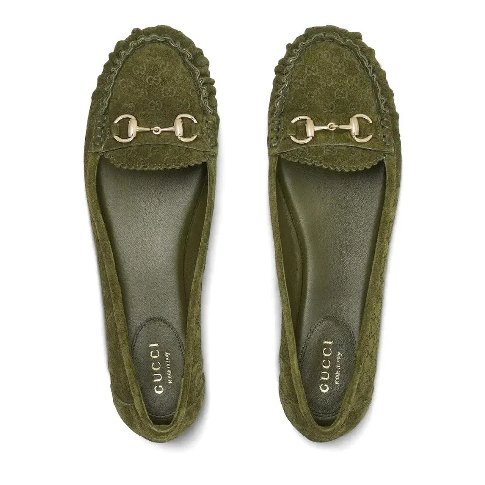 NEW GUCCI Women's GG Suede Kensington Horsebit Loafers EU 39 / US 9 Ballet Flats